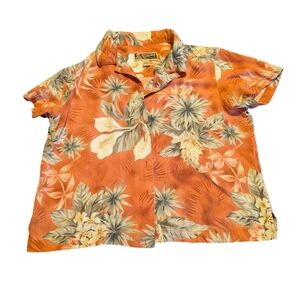 La Cabana Vintage Tropical Floral Women's Button Down Shirt, PL